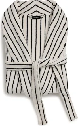 Cozy Earth Stripe Luxe Terry Robe in Black/Seashell at Nordstrom, Size Xx-Large