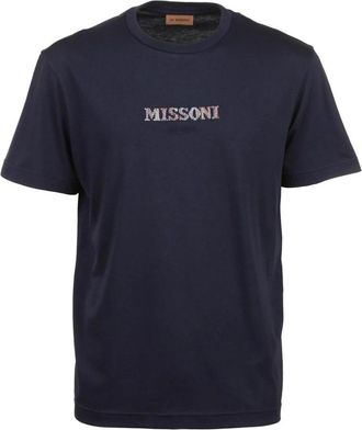 Missoni Bedrukt T-shirt met korte mouwen en ronde hals - Heren - T-shirts - Blauw - S - Katoen - Tops