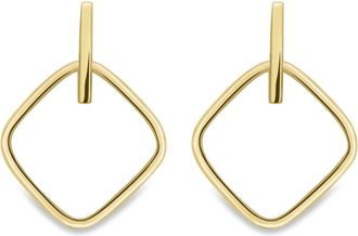 Jewelco London 9ct Gold Rhombus Square Cushion Drop Earrings - ERNR02582