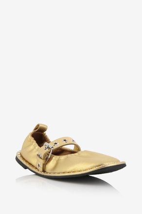 Stella McCartney Riemchenballerinas mit Sternen aus Metallic-Kunstleder Falabella