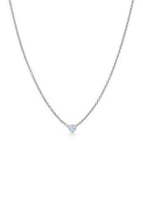 Suzy Levian 14K White Gold Bezel Set Diamond Necklace - 0.15ct. at Nordstrom Rack