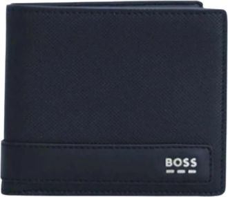 HUGO BOSS Portemonnee van saffiano-nerfleer - Heren - Portefeuilles - Blauw - ONE Size - Leer - Accessoires