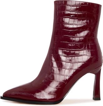 Cesare Gaspari Crimson Fang Enkellaars - Bordeaux - Dames - Laarzen met Hak - Rood - 39 EU - Leer - Schoenen