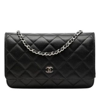 Chanel Pre-owned Wallet on Chain - Dames - Pre-owned - Zwart - Maat: ONE Size Leer