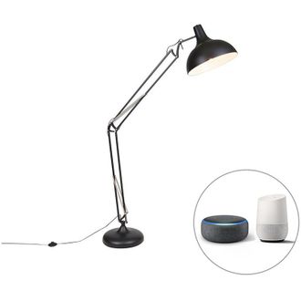 QAZQA Lampada da terra hobby fl - Retr&ograve; - Acciaio - Nero - Tondo E27 Max. 1 x 4.9 Watt - Qazqa
