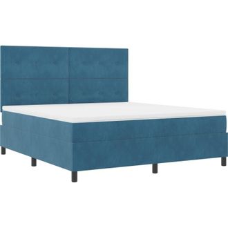 vidaXL Box Spring Bed with Mattress Dark blue 180 x 200 cm Velvet vidaXL