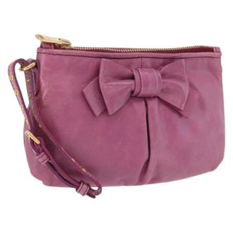 Miu Miu Pre-owned Pouch - Dames - Vintage Clutch - Roze - ONE Size - Leer - Vintage