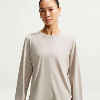 Nike Womens 24.7 ImpossiblySoft Light Dri-FIT Long-Sleeve Top in Brown | IU5505-236