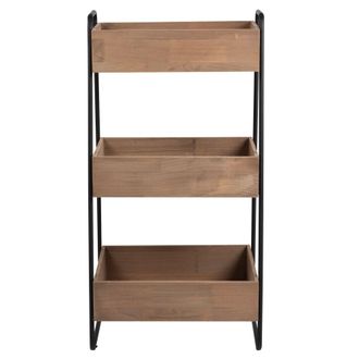 Maisons du monde Cajonera peque&ntilde;a de metal negro y madera de pino