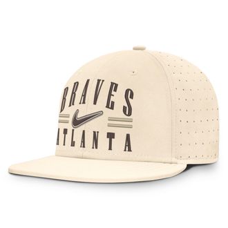 Nike Atlanta Braves True Nike Mens AeroBill MLB Fitted Hat in White | NB540GONAW-K6Q
