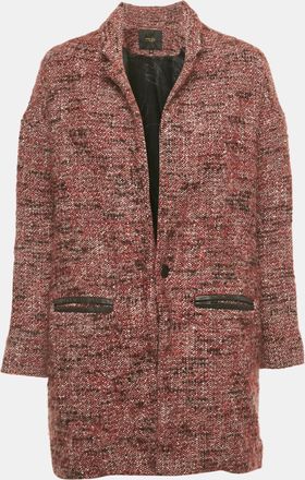 Maje Red Tweed Mid-Length Gordan Coat