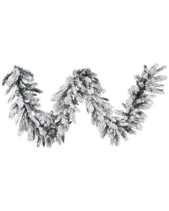 Vickerman 9Ft Flocked Snow Ridge Artificial Christmas Garland, Unlit