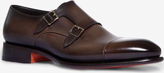 Santoni Derbys mit doppelter Schnalle aus Leder