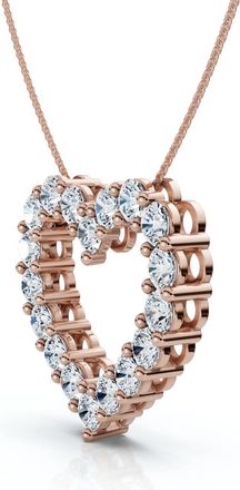 Pompeii3 4Ct Diamond Heart Pendant 14k Gold Lab Grown 1 1/10 Tall 18 Necklace