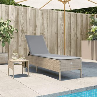 vidaXL Vidaxl - Tumbona Con Coj&iacute;n Y Mesita Rat&aacute;n Sint&eacute;tico Beige