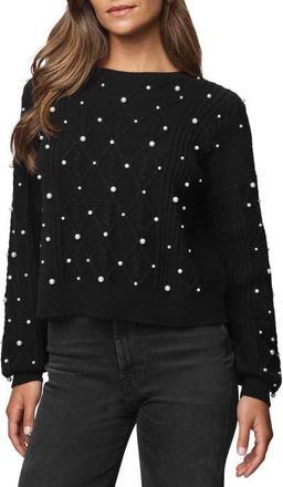 Splendid Demi Pearly Bead Sweater in Black at Nordstrom, Size Medium