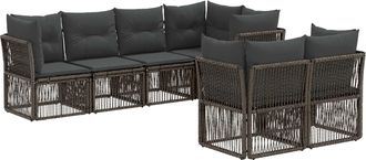 vidaXL Conjunto De Sof&aacute;s De Jard&iacute;n 7 Uds. 7-n&uacute;mero De Plazas Gris Vidaxl