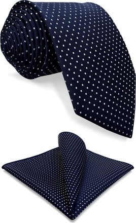 Shlax & Wing Shlax&Wing Extra Long Size Dots Blue Navy Mens Neckties Ties For Men Silk