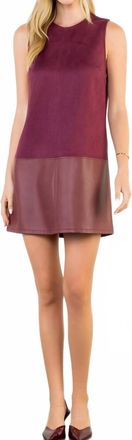 THML Clothing Leading Story Mixed Media Dress In Wine