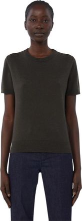 Max Mara T-shirt Trui - Dames - Ronde hals truien - Groen - L - Wol - Truien & Vesten