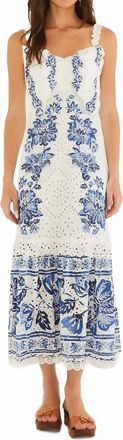 Farm Rio Beautiful Nature Sleeveless Maxi Dress In Blue/white