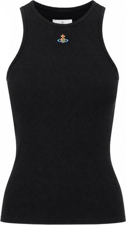 Vivienne Westwood Top Con Logo Ribbed Cotton Tank
