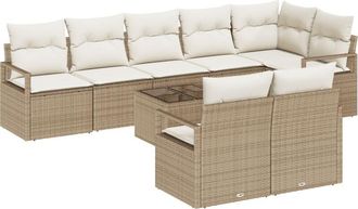 vidaXL Vidaxl - Garden Sofa Set with Cushion with Storage 9 pcs Beige, Cream