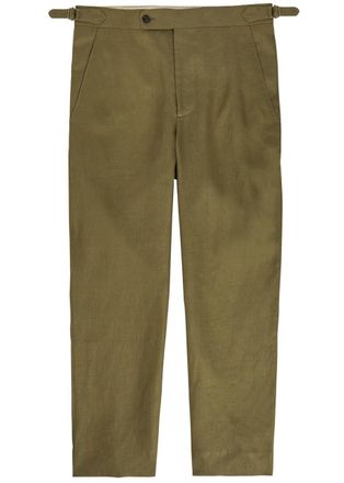 Bode Straight-leg Linen Trousers - Olive - 36 (W36 / XL)