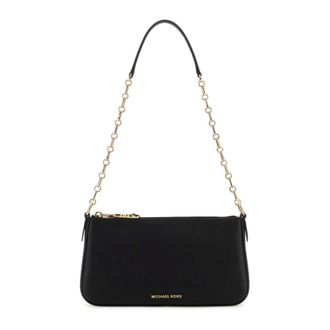 Michael Kors Shoulder Bags, female, Black, Size: ONE SIZE Empire Medium Leather Chain-Link Pochette