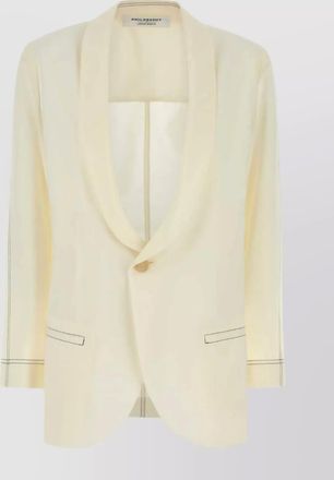 Alberta Ferretti longline shawl lapel blazer with contrast stitching