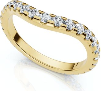Pompeii3 3/4Ct Curved Pave Diamond Wedding Anniversary Ring 14k Gold Lab Grown