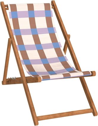 Vent de Bohème Silla plegable de haya con estampado cuadros lila