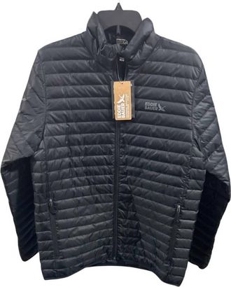 Eddie Bauer Mens Microlight 650Fp Down Zip Up Puffer Jacket In Black