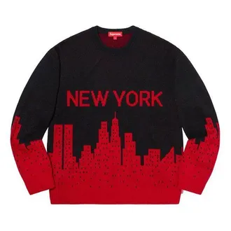 SUPREME SS20 Week 1 New York Sweater City Pullover Knit Unisex Black Red SUP-SS20-050