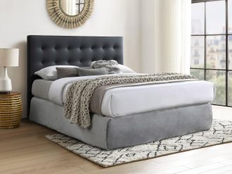 Vente-Unique Testata trapuntata 180 cm Similpelle Nero - FRANCESCO