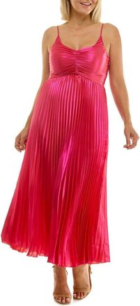 Nicole Miller Pleated Metallic Midi Dress in Paradise Pink Metallic at Nordstrom Rack, Size 10