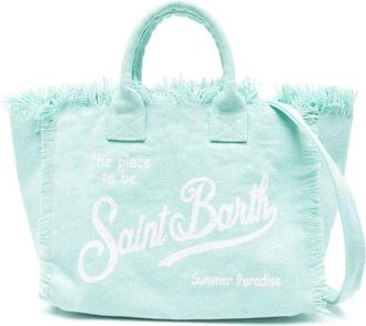 MC2 Saint Barth Spacious Textured Fabric Tote Bag with Fringed Edges