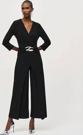 Joseph Ribkoff Sloane Silky Knit Wrap Jumpsuit In Black