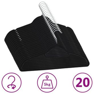 OEM Lemon Cintres Antid&eacute;rapants 20 Pcs Noir Velours Ccl79010609