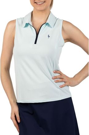 Tailorbyrd Textured Grid Sleeveless Quarter Zip Polo in Seafoam at Nordstrom Rack, Size X-Large
