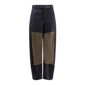 sacai Wide Trousers, female, Multicolor, Size: S Wool Suiting Pants