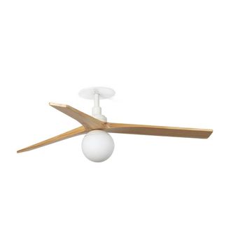 Netlighting Klim Recessed Medium LED Ceiling Fan Matt White Pine Blades