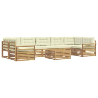 vidaXL Set Di Divani Da Esterno 8 Pz Bianco E Crema Vidaxl