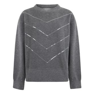 PESERICO Hoodies & sweatvesten, Dames, Grijs, XS, Pailletten, Trui met Pailletten en Ronde Hals