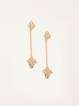 Fat Face FatFace Gold Tone Leaf Chain Earrings