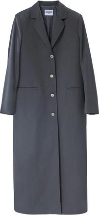 Moschino Lange wollen jas met contrastknopen - Dames - Mantel - Zwart - L - Wol - Jassen