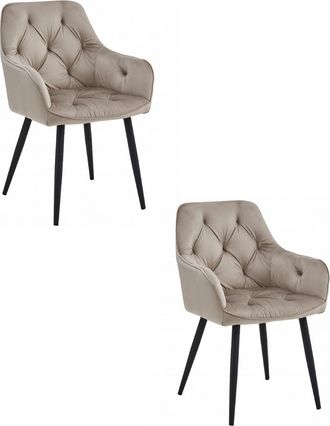 OEM Silla York - Terciopelo Beige Oscuro / Patas Negras X 2