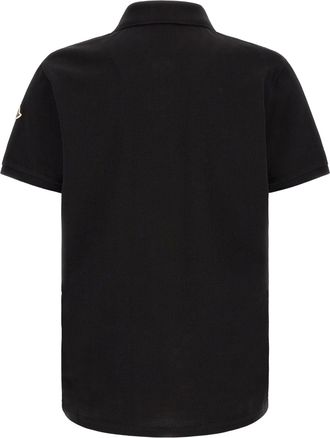 Moncler Tricolor Detail Cotton Piqu&eacute; Polo Shirt - Black