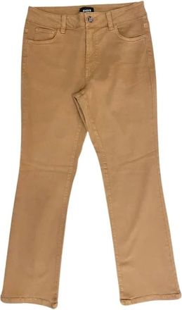 Marella Broeken, Dames, Bruin, M, Leer, Slim-fit broeken