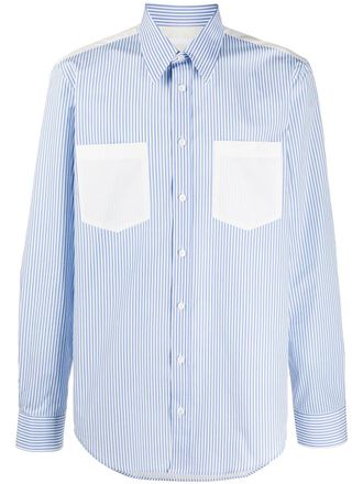 Helmut Lang striped cotton long-sleeved shirt - men - Cotton - 16 1/2 - Blue